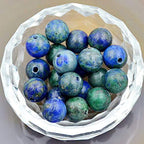 AD Beads Natural Gemstone 10mm Round Loose Beads Big Hole 2mm Sized 30pcs (Lapis Lazuli Chrysocolla) - color: Lapis Lazuli Chrysocolla