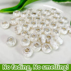White Shell European Craft Beads for Jewelry Making Large Hole Beads for Pen 140pcs 14mm Rondelle Slide Charm Beads, Big Hole Space Resin Beads for DIY Bracelet Charms (PT400) - color: PT400 Shell White