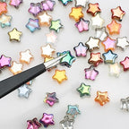 Glass Beads, KLFHS 100PCS 8MM Star Beads, Cute Star Bead Mixed Color Glass Bead Bulk for DIY Jewelry Making Bracelet Necklace Earring Phone Strap Keychain Crafting - color: Star