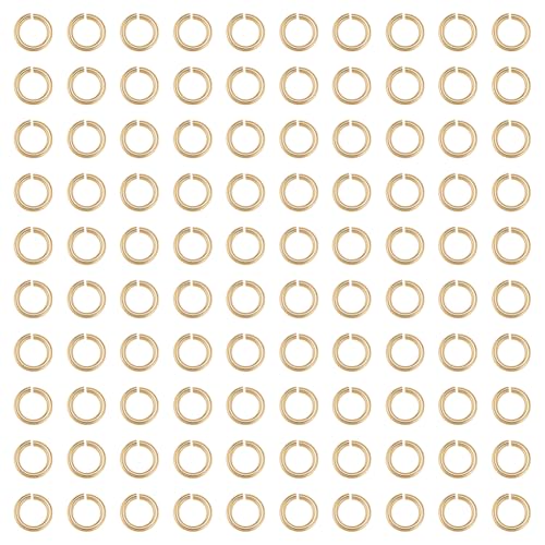 PH PandaHall 100pcs 24K Gold Jump Rings, 4mm Open Jump Rings Golden Brass Jewelry Connector Ring 22 Gauge Unsoldered O Ring for Earrings Bracelets Necklaces Chain Choker DIY Craft Making - size: 4mm