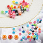 200pcs 8mm Resin Rainbow Beads, Plastic Stripe Multicolor Beads for Jewelry Making, DIY Bracelets, Earrings, Keychains & Craft Projects (Mixed) - color: Mixed