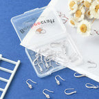 Beebeecraft 1 Box 24Pcs 6 Styles Cubic Zirconia Earring Hooks Sterling Silver Plated Brass French Ear Hooks with Loop for Jewelry Making DIY Earring Crafts - color: 6 Style Earring Hooks Silver