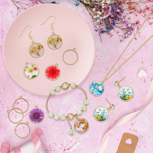 Open Bezels for Resin,50pcs Hollow Frame Pendants Round Open Frame Pendant Opens Bezel Pendants Blank Resin Pendant for Jewelry Making,DIY Resins Crafts(K Gold) - color: K Gold;Round