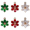 Crystal Zirconia Gold Plated Brass Charms for Jewelry Making Bracelet Necklace Earring Pendant Craft Supplies DIY Accessories - color: FlowerA-Mix-6Pcs