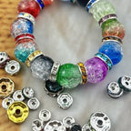 80pcs 10mm Rondelle Spacer Beads Silver Plated Crystal Rhinestone Spacer Loose Beads for Jewelry Making DIY Bracelets Necklace Earring Craft(Light Blue) - color: Light Blue, size: 10mm