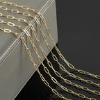 YOUBEIYEE 5 Meters Light Gold Paperclip Jewelry Chain for Jewelry Making 18K Gold Plated Brass Link Chain Necklace DIY with Jump Rings and Lobster Clasps - color: Paperclip