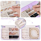 jiemei Jewelry Box, Travel Jewelry Organizer Cases with Doubel Layer for Women’s Necklace Earrings Rings and Travel Accessories (Purple) - color: Purple