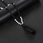LIUANAN 108 Mala Beads 8mm Natural Bracelet Healing Gemstone Yoga Meditation Hand Knotted Mala Prayer Bead Necklace - color: 6mm-Black+White Natural Turquoise