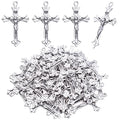 BronaGrand 50pcs Alloy Cross Charms Pendants Jewelry Rosary Cross Charms for DIY Bracelet Necklace Jewelry Making Findings,37×22mm - color: Silver