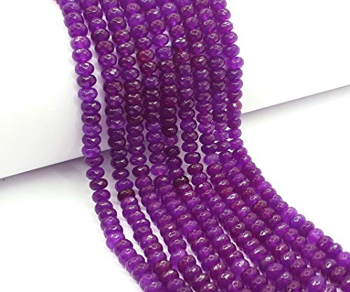 Perlin Agate & Jasper Gemstone Strand Beads 4 mm Rondelle 110 Pieces Jewellery Beads Semi-Precious Stone for Jewellery Necklace Bracelet Earrings (Purple) - color: purple