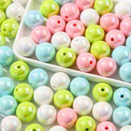 16mm Acrylic Beads 100pcs Chunk Bubblegum Bead Beads for Pens for Necklace Jewelry Bracelets DIY Crafts Making (greenpink) - color: greenpink