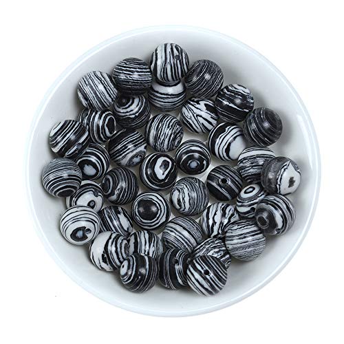 Natural Stone Beads 6mm Black White Peacock Stone Round Loose Beads Crystal Energy Stone Healing Power for Jewelry Making DIY,1 Strand 15" - color: Black White Peacock, size: 6MM