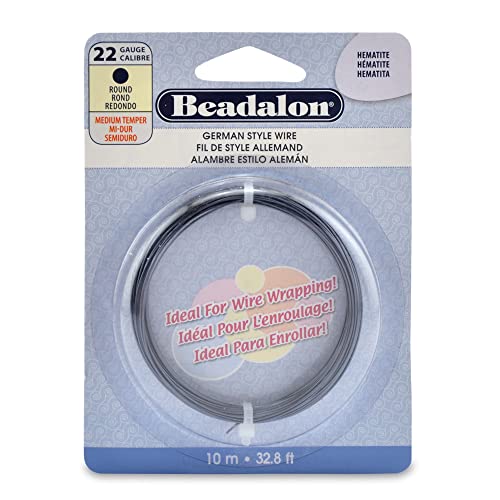 Beadalon German Style Wrapping Wire, Round, Hematite Color, 22 Gauge, 10 m / 32.8 ft - color: Hematite, size: 22 gauge / 32.8 ft