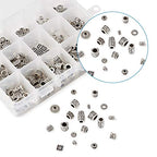 Beadthoven 300pcs 15 Style Antique Silver Large Hole Mixed Spacer Beads Tibetan Alloy Column Bicone Square Barrel Metal Spacers for Jewelry Necklace Bracelet Making - color: Antique Silver-Mixed 15 Styles