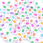 300Pcs Round Bulk Letter Beads B 4X7mm Individual Alphabet Beads for Charms Bracelets Making - color: Round - B