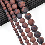 Natural Matte Gemstone Round Spacer Beads (4mm, Mahogany Obsidian) - color: Mahogany Obsidian, size: 4mm