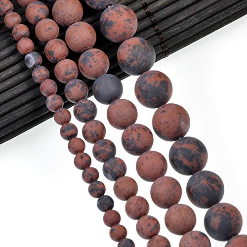 Natural Matte Gemstone Round Spacer Beads (4mm, Mahogany Obsidian) - color: Mahogany Obsidian, size: 4mm