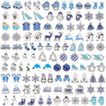 SANNIX 110Pcs/55 Pairs Christmas Winter Charms, Winter Charms for Jewelry Making, Assorted Snowflake Penguin Snowman Polar Bear Gold Enamel Charm Pendants for DIY Bracelet Necklaces Earrings Craft - style: Winter Charms