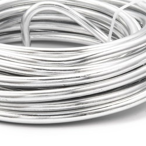 3 Gauge Silver Color Round Aluminum Wire 6mm Bendable Metal Craft Wire for Jewelry Making Craft Beading Wrapping