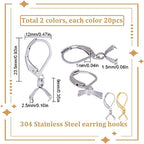 SUNNYCLUE 1 Box 40Pcs Earring Leverbacks Leverback Ear Hooks 304 Stainless Steel Leverback Earring Findings French Earring Hooks Earwires Leverbacks for Jewelry Making Accessories DIY Dangle Earrings - color: 1 Box 40pcs Earring Leverbacks With Pinch Bail