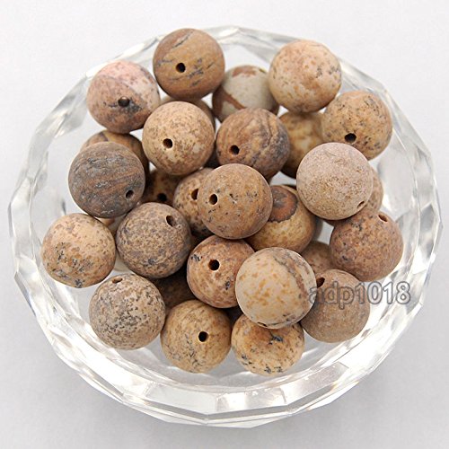 AD Beads Natural Matte Frosted Gemstone Round Spacer Loose Beads 4mm 6mm 8mm 10mm 12mm (8mm, Matte Picture Jasper) - color: Matte Picture Jasper, size: 8mm
