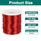 MECCANIXITY 22 AWG Magnet Wire, 22 Gauge Enameled Copper Wire, 1 Lb Magnetic Coil Wire for Transformer, Motor, Electric, 155C(311F) - size: 22 AWG