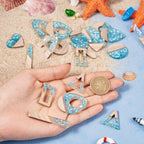 Beadthoven Sea Blue Charms for Earrings Making, 20pcs/10 Pairs Resin Wood Pendants DIY Women Necklace Wooden Pendants Supplies for Jewelry Making Bookmarks Ornaments Dangle Crafts - color: Blue Sequins