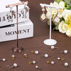 1 Box 240Pcs 120 Sets Pearl Earring Posts Pearl Earring Findings Ear Post with Imitation Beads and Loop Butterfly Back Hypoallergenic Silver Ear Studs for Jewelry Making DIY Crafts Women - color: Light Gold, Silver