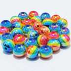 Mixed Lots Shiny AB Color Acrylic Faceted Bead DIY Beading Hairband Bracelets Necklace Craft Embelishment (Opaque Rainbow Stripe#1) - color: Opaque Rainbow Stripe#1