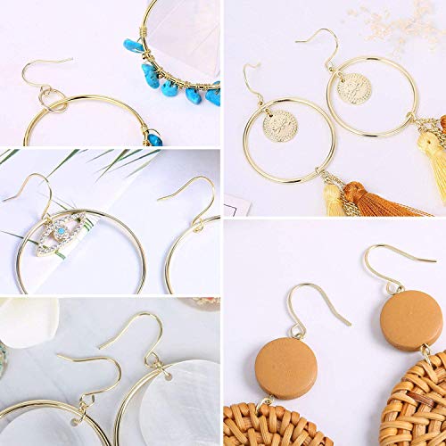 200 Pack Gold Earring Hooks Wires Supplies for Jewelry Making Earrings Findings for Jewelry Making Kit - color: Yellow Gold