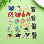 24pcs Alloy enamel graduation season series graduation hat academic dress backpack bouquet Jewelry Making DIY Keychain Earrings Pendant Various Design Charms for Jewelry Making Bracelets Necklace(SN751) - color: SN751