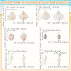 PH PandaHall 72pcs 12 Styles Natural Shell Pendants White Scallop Spiral Cowrie Shell Pendants Natural Seashells Charms Jewelry Charms for Jewelry Making Home Decor Wedding Summer Ocean Beach Party