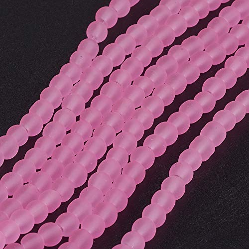 FASHEWELRY 200Pcs Transparent Frosted Glass Bead 4mm Matte Crystal Glass Loose Beads for DIY Jewelry Making (Pearl Pink) - color: Pearl Pink