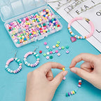 PH PandaHall 450pcs Polymer Clay Beads 6mm Rondelle Heishi Beads 12 Marshmallow Colors Vinyl Disc Bead 3mm Thick Flat Silicon Bead for DIY Earring Necklace Choker Spring Summer Sulfur, 1.5mm Hole