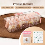 Jewelry Organizer and Storage Box with 24 EVA Anti Tarnish Bags, Travel Acrylic Case for Earrings, Necklaces & Rings, Elegant Gift for Women & Girls (S&Organizer(Brown)) - size: S&Organizer(Brown)