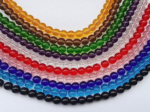 Glass Beads 6mm 140pcs Round Smooth Loose Beads for Bracelet Necklace Jewelry Making Craft DIY（6mm, 50605 Dark Blue） - color: Dark Blue, size: 6mm