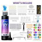 SHORE RESIN UV Resin Kit with Light, 250g Crystal Clear Fast-Curing Jewelry Set with Molds, Glitter, Dried Flowers & Tools for Earrings, Keychains & DIY Crafts - size: 250g