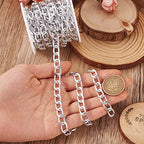 Craftdady 16.4 ft Aluminum Curb Chain Link 13.5x8mm Twisted Unwelded Silver Oval Cross Chain Link Necklace Chain with Spool for Bracelet Tassel DIY Crafts Jewelry Making - color: Silver, 13.5x8mm