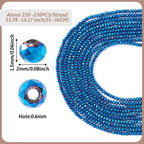 FASHEWELRY 10 Strands Briolette Crystal Glass Beads 2mm Rondelle Faceted Glass Spacer Beads Blue Plated for Necklace Bracelet Jewelry Making - color: Blue Plated, size: 2mm
