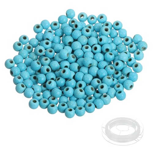 PATIKIL 4mm Blue Turquoise Beads, 200 Pcs Round Natural Gemstone Beads Smooth Stone Beads Turquoise Genuine Stone Beads for Bracelet Necklace Jewelry Making DIY - color: Blue Turquoise, size: 4mm