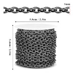 16.5 FT Black Textured Rolo Cable Chains Roll, 5mm 304 Stainless Steel Gunmetal Black Circle Cable Link Chain Bulk Spool for Jewelry Making DIY Craft - color: Gunmetal Black, size: 5mm width