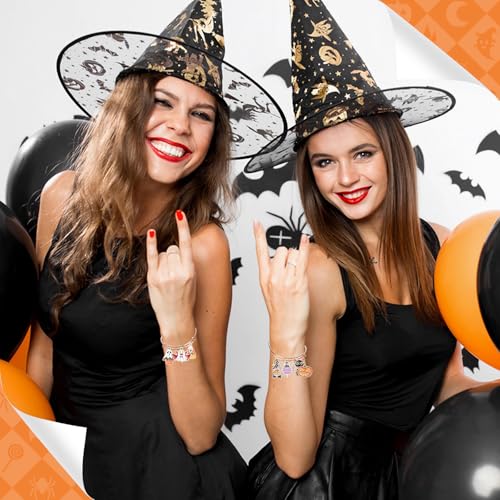 MARFOREVER 40 Pcs/20 Pairs Halloween Charms, Enamel Halloween Charms Bulk Pumpkin Bat Skeleton Witch Spider Candy Charm Pendants for Jewelry Bracelet Necklace Making - style: Halloween