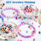 BONNY BOXX 1020PCs 6 & 8MM Gradient Mermaid ABS Pearl Beads Set for Jewelry Making Loose Round Faux Pearls with Holes for Bracelet Necklace Earring Accessories Vase Filler - color: Gradient Mermaid ABS Pearl Beads Set