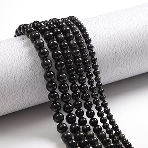 35pcs 10mm Natural Black Obsidian Gemstone Beads Energy Healing Crystal Round Loose Stone Beads for Jewelry Making, DIY Bracelets Necklaces - color: Black Obsidian, size: 10mm