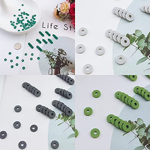 COIRIS Pcs Vinyl Heishi Beads Environmental Handmade Polymer 6mm Clay Spacer Beads for Surfer Chocker Necklace Bracelet Earrings Jewelry Making (RT-5 MIXJ-6) - color: RT-5 MIXJ-6