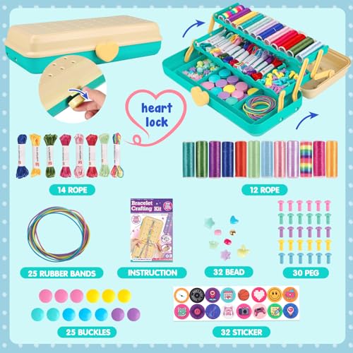 TingingYuli Friendship Bracelet Making Kit for Girls 8-12, DIY String Bracelet Maker with 3-Layer Storage Box, Arts and Crafts for Kids Ages 6-12, Easter Christmas Birthday Gift Set - color: Yellow/Blue
