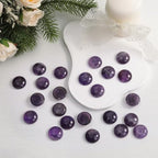 moonsix 10PCS Round Amethyst Cabochons Flatback CAB Gemstone Beads Crystal Flat Stone for DIY Craft Jewelry Making, 22mm - color: purple, size: 22mm