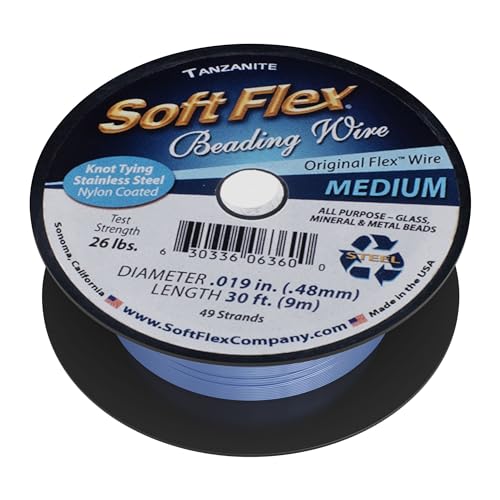 Soft Flex 49 Strand Beading Wire - Medium 0.19 Diameter - 30 Feet Nylon Design Wire - style: Tanzanite