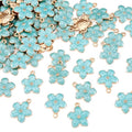 Beadthoven 100pcs Enamel Charms Cherry Blossom Daisy Flower Pendants Gold Plated Small Cute Bulk for Jewelry Making Bracelet Necklace Earrings Keychain DIY Accessories - color: 0Light SkyBlue