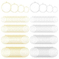 120Pcs Earring Hoops for Jewelry Making Mix Sizes Round Earring Beading Hoops Open Earring Wire Ring Accessories Jewelry Hoops for Jewelry Making DIY Craft (Gold,Silver)